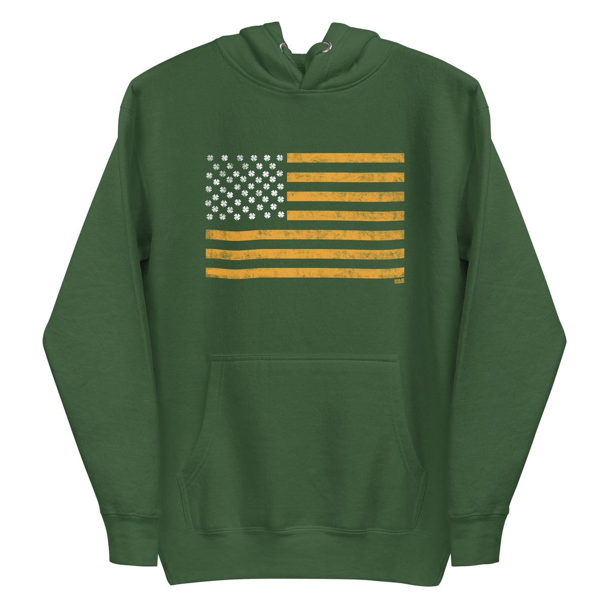 Irish American Vintage Classic Pullover Hoodie | Cool St Paddy&#39;S Fleece | Solid Threads