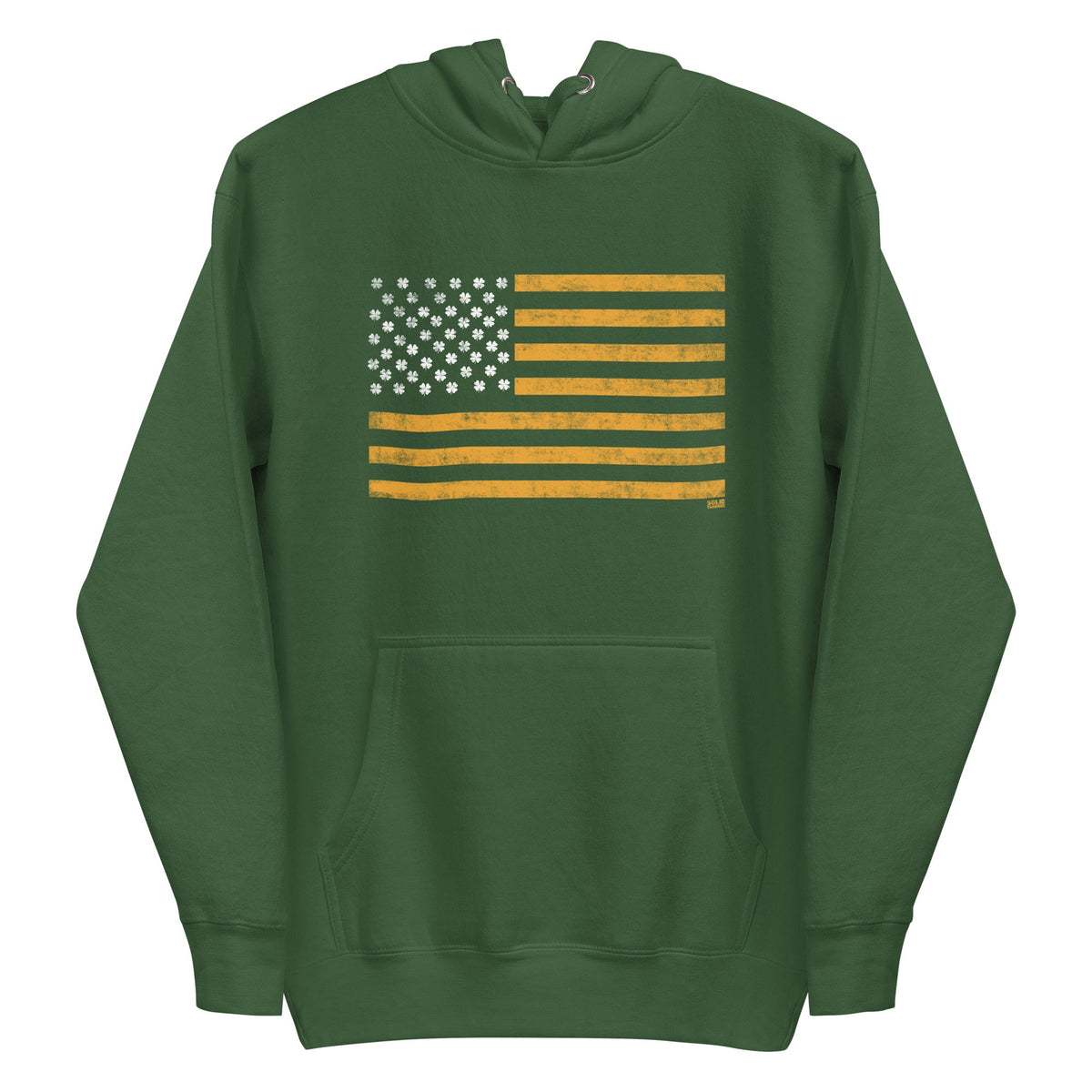 Unisex Irish American Vintage Classic Pullover Hoodie | Cool St Paddy&#39;S Fleece | Solid Threads