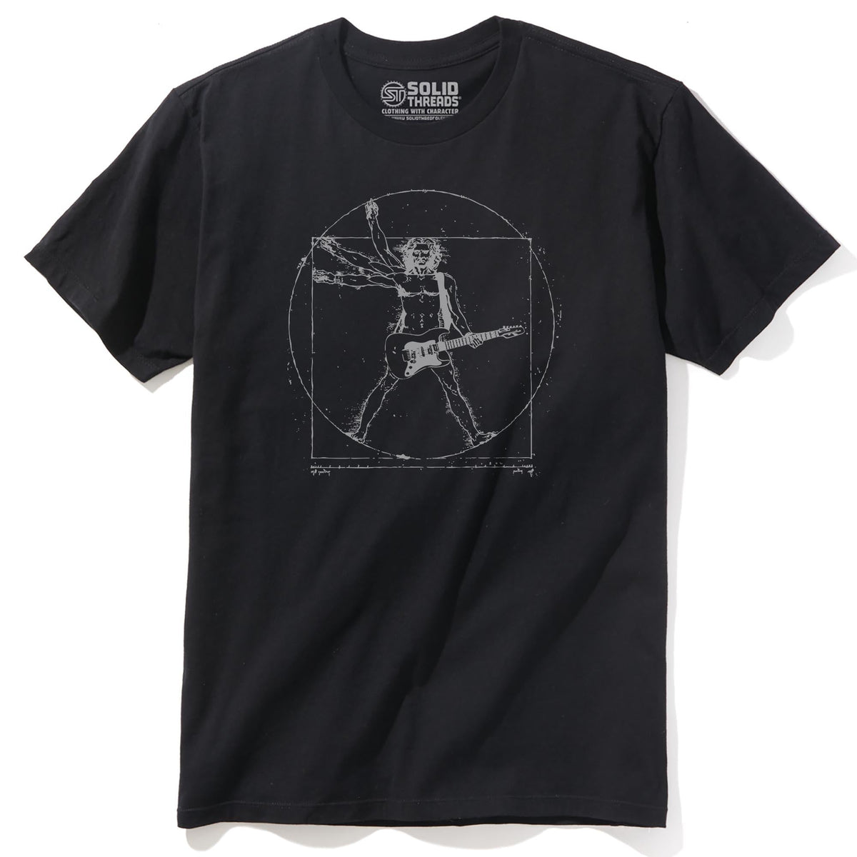Da Vinci Rock Man Designer Staple T-shirt in Black - Front View
