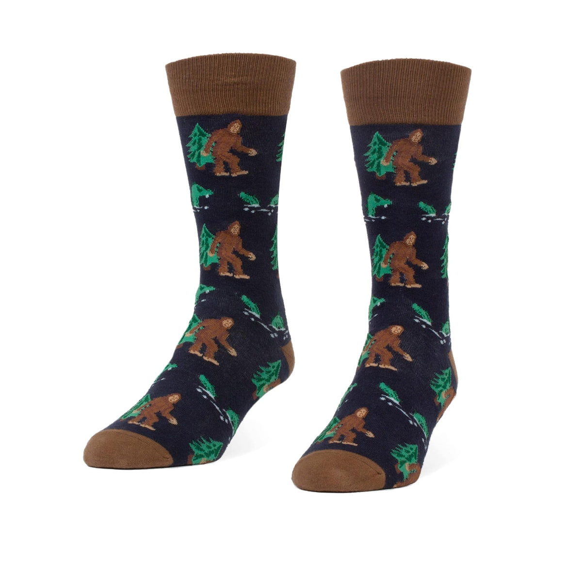 Bigfoot &amp; Nessie Funny Woven Socks | Cool Sasquatch Cryptid  Graphic Socks | Solid Threads