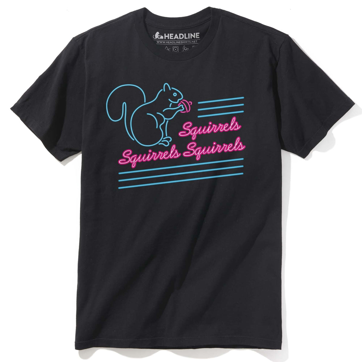 Men&#39;s Squirrels Squirrels Squirrels Funny Graphic T-Shirt | Designer Neon Light  Tee | Solid Threads