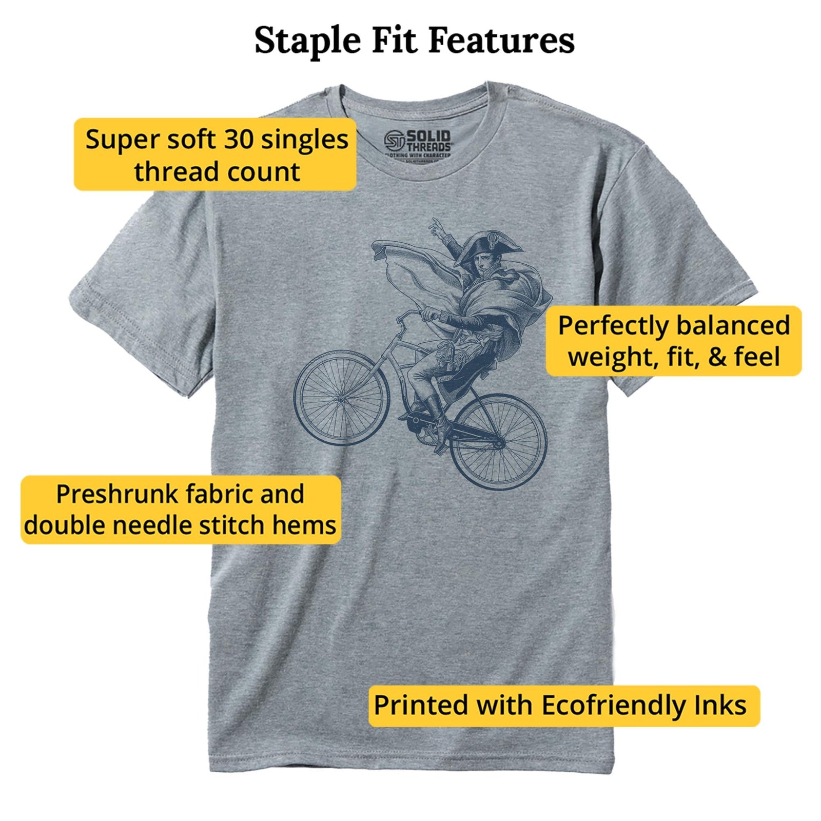 Napoleon Beach Cruiser Cool Staple T-shirt in Ash Heather - Fit Attributes