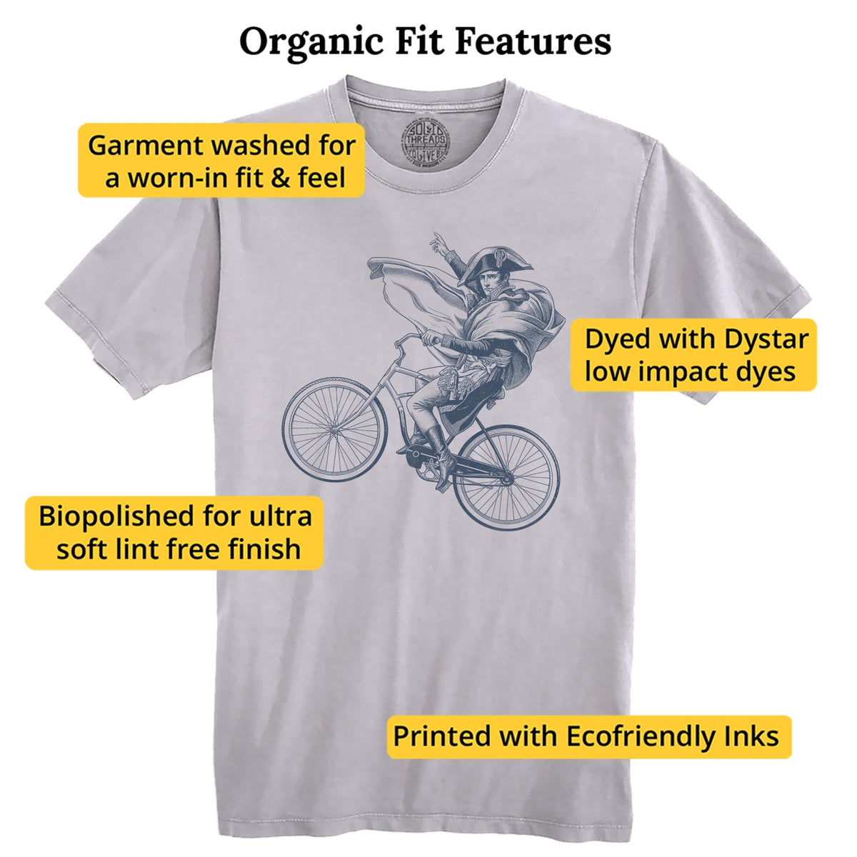 Napoleon Beach Cruiser Cool Organic T-shirt in Silver - Fit Attributes