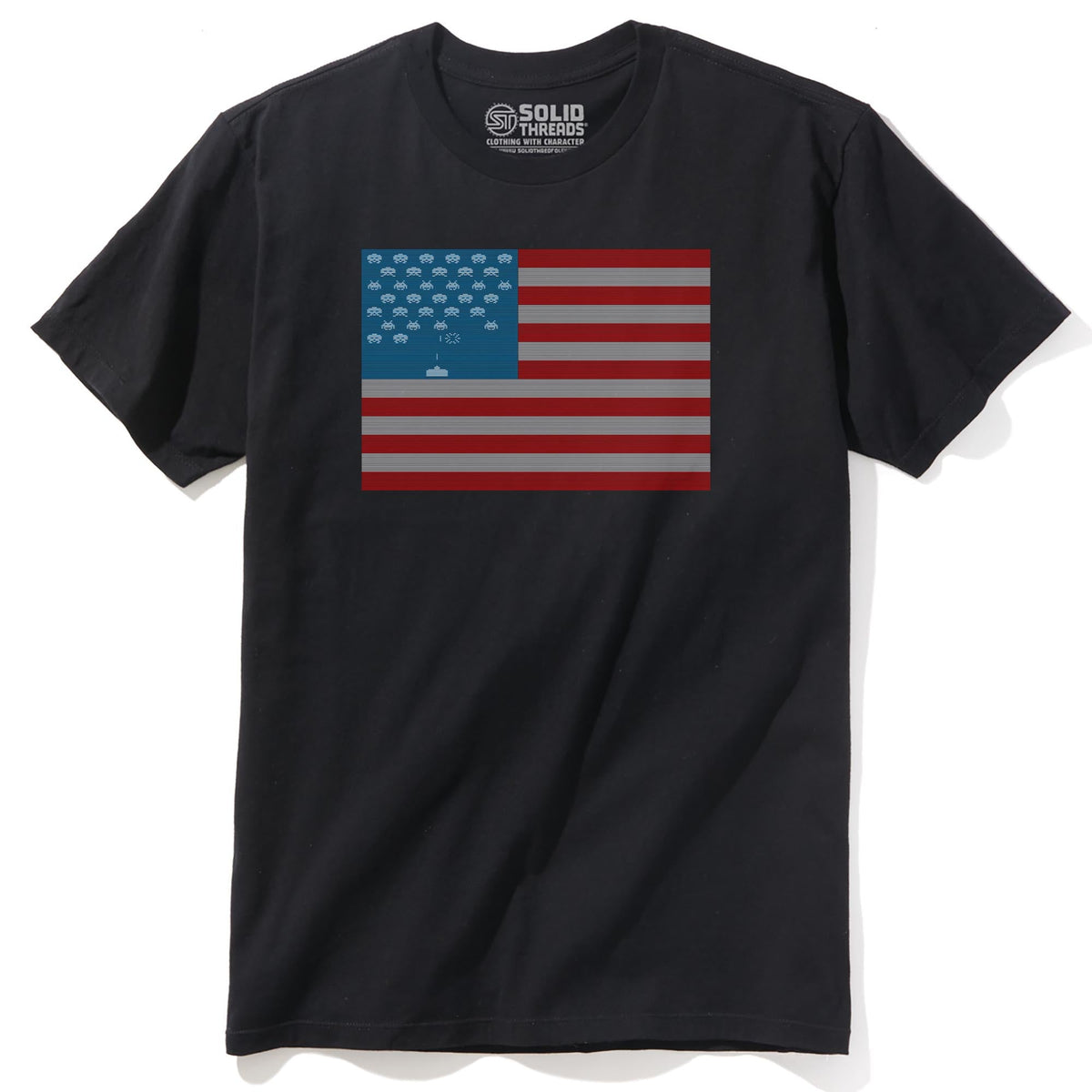 Invaders Flag Cool Staple T-shirt in Black - Front View