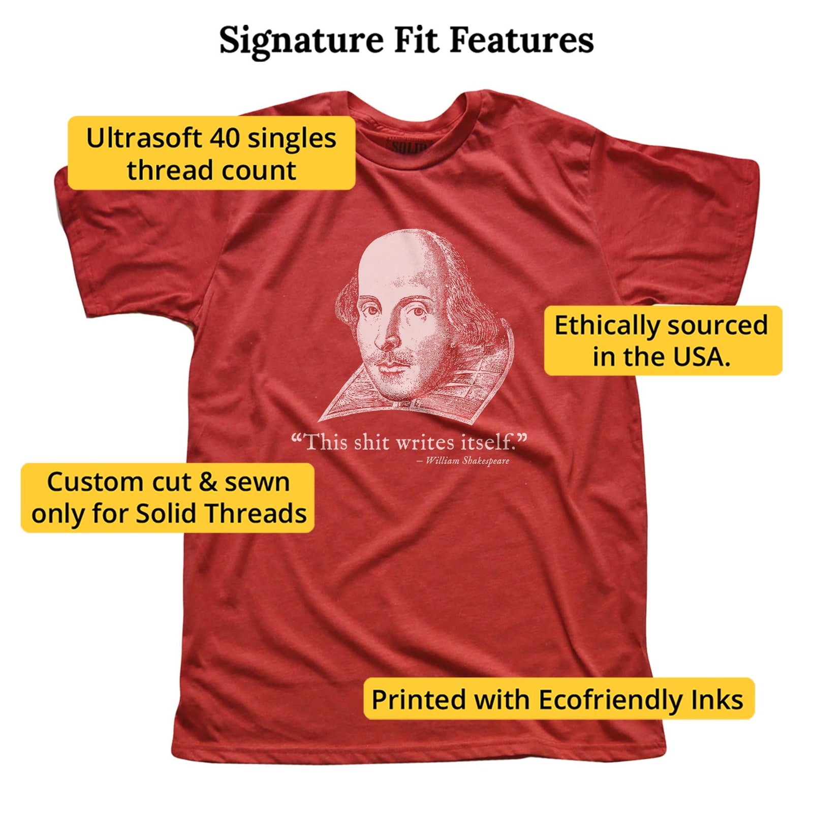 This Sh T Writes Itself Funny Signature T-shirt in Red - Fit Attributes