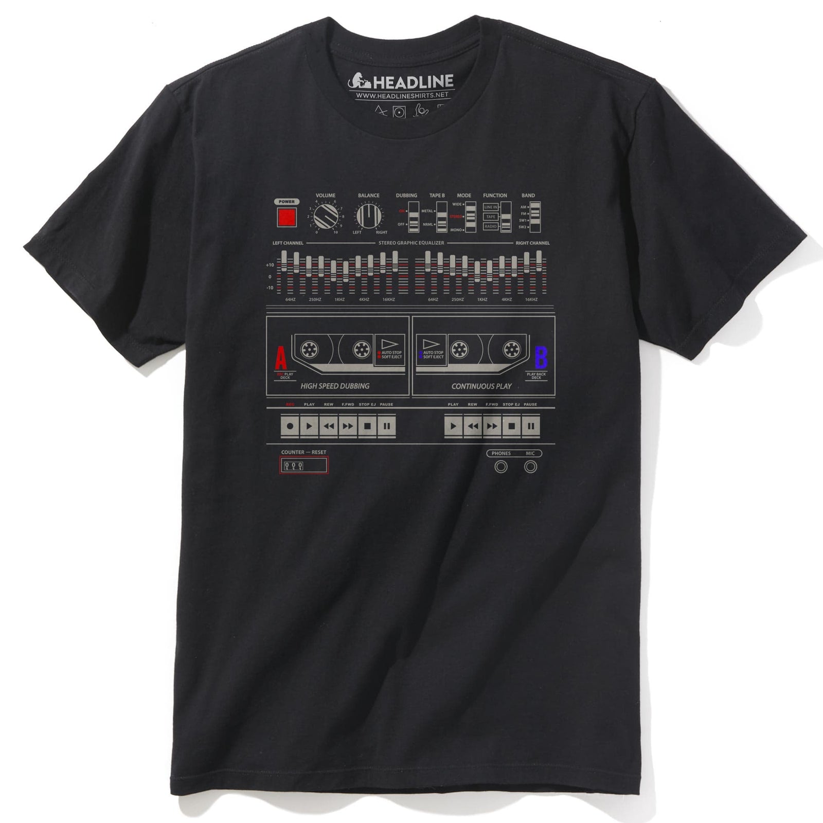 Boombox Vintage Usa-Made Signature T-Shirt in Black - Front View