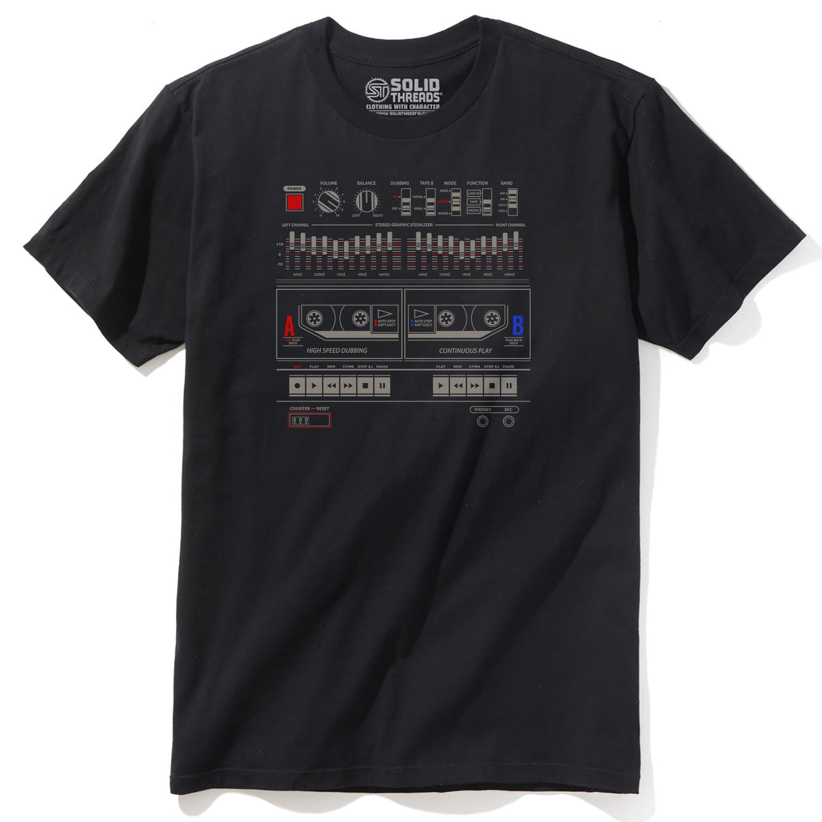 Boombox Vintage Staple T-shirt in Black - Front View