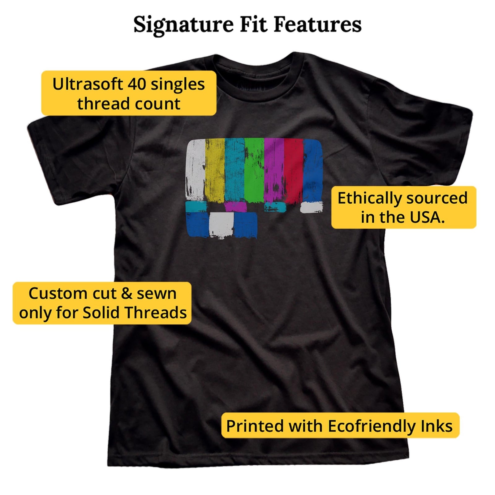 Emergency Broadcast Cool Signature T-shirt in Black - Fit Attributes