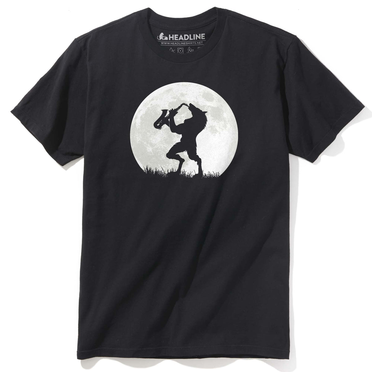 Men&#39;s Werewolf Sax Solo Funny Graphic T-Shirt | Cool Full Moon  Tee | Solid Threads