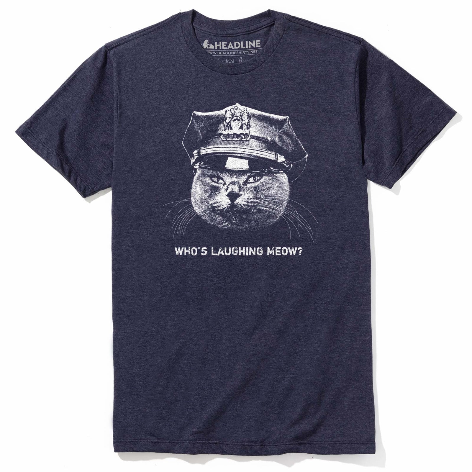 Men's Who'S Laughing Meow Funny Graphic T-Shirt | Cool Cat Police  Tee | Solid Threads