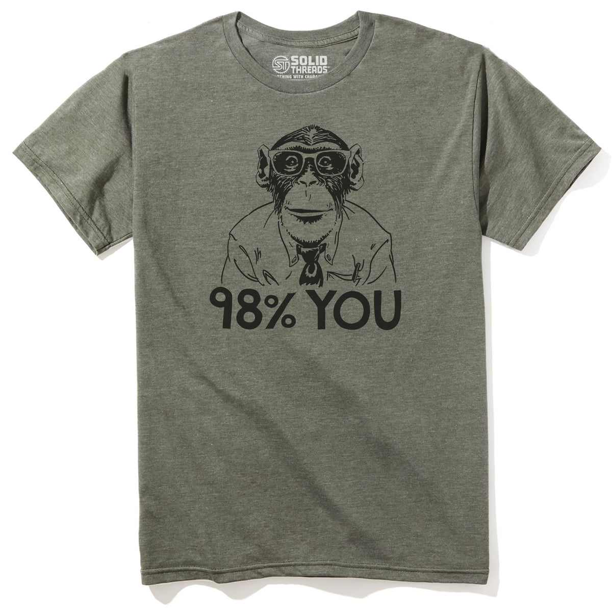 98% You Funny Staple T-shirt in Olive Heather - Front View