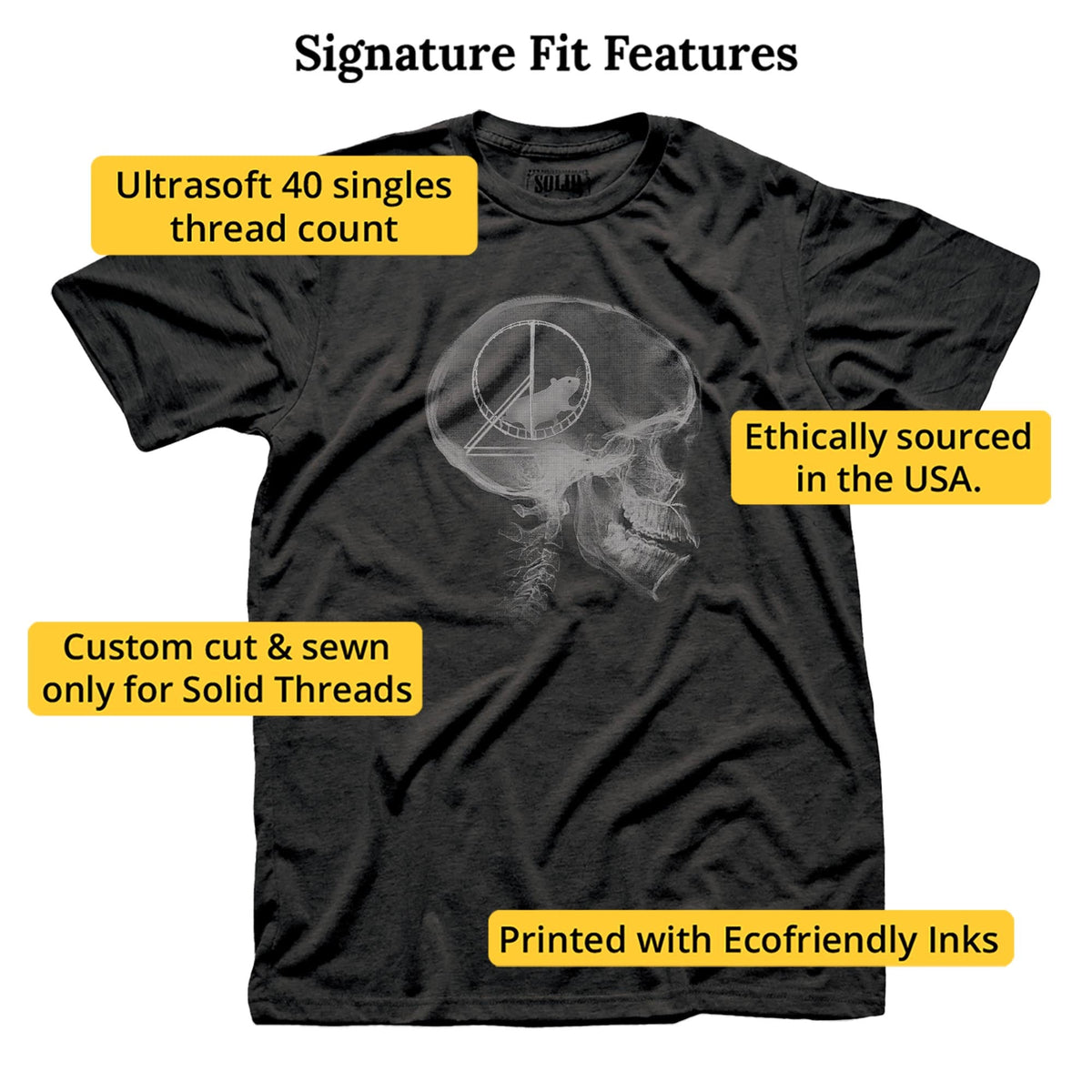 Hamster Head Scan Funny Signature T-shirt in Dark Charcoal - Fit Attributes