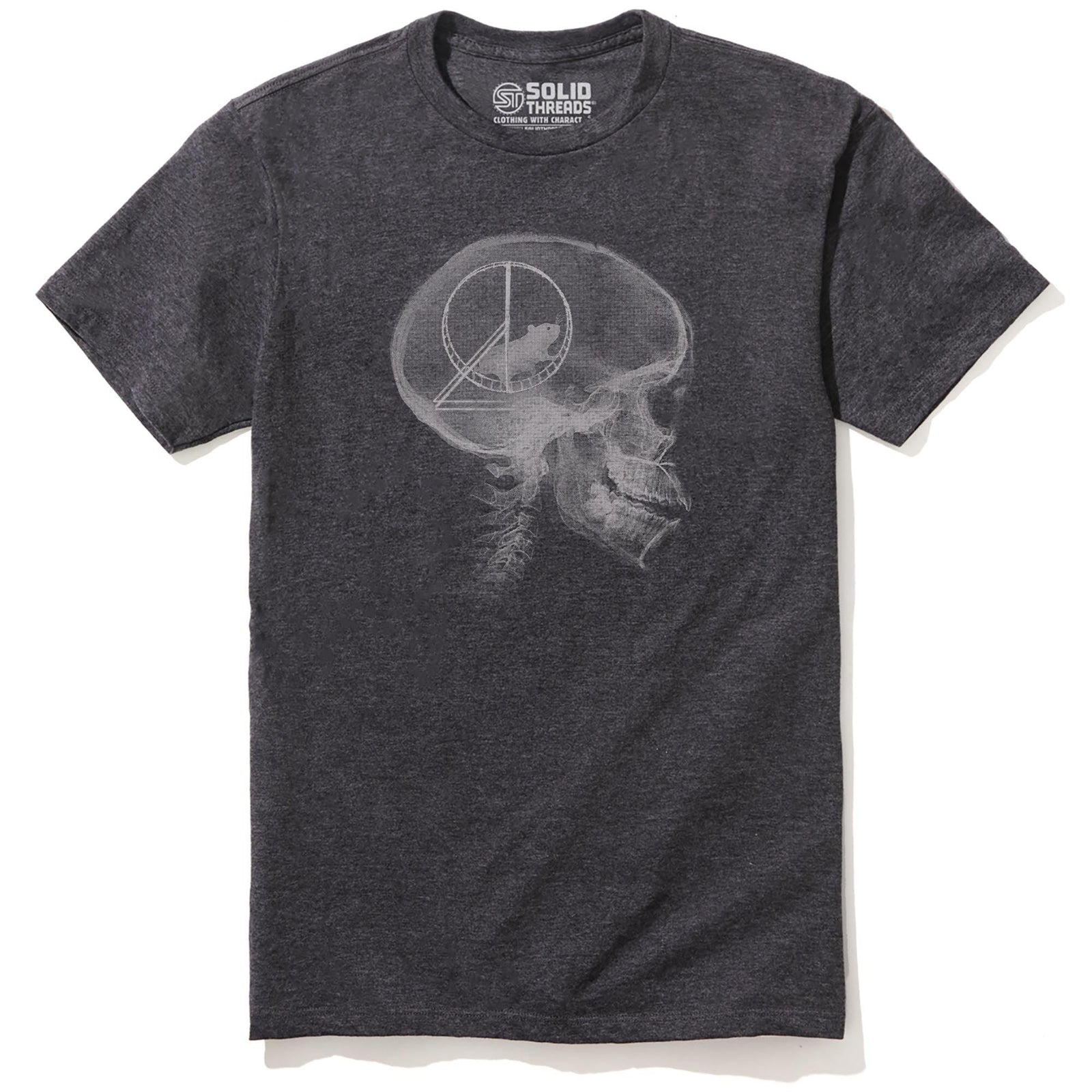 Hamster Head Scan Funny Staple T-shirt in Charcoal Heather - Front View