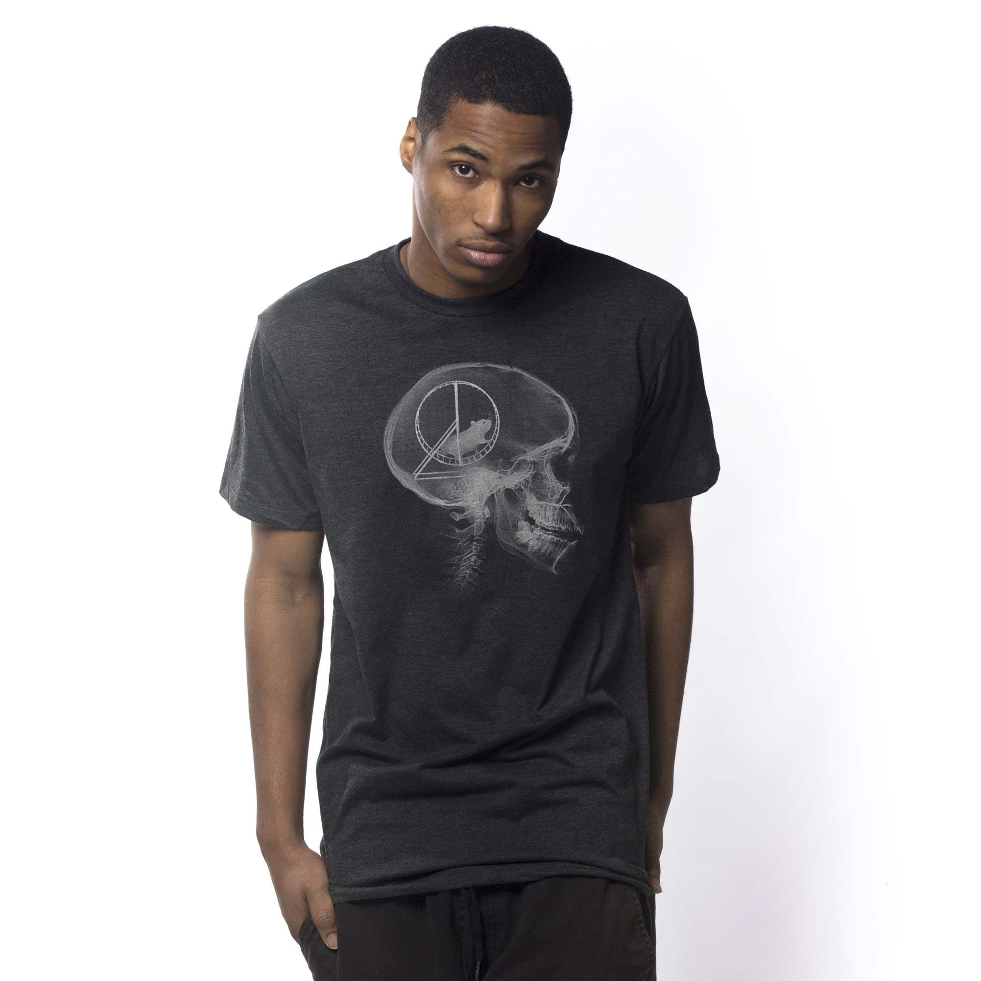 Men's Hamster Head Scan Funny Cerebral Graphic T-Shirt | Designer X-Ray Wheel Tee | Solid Threads