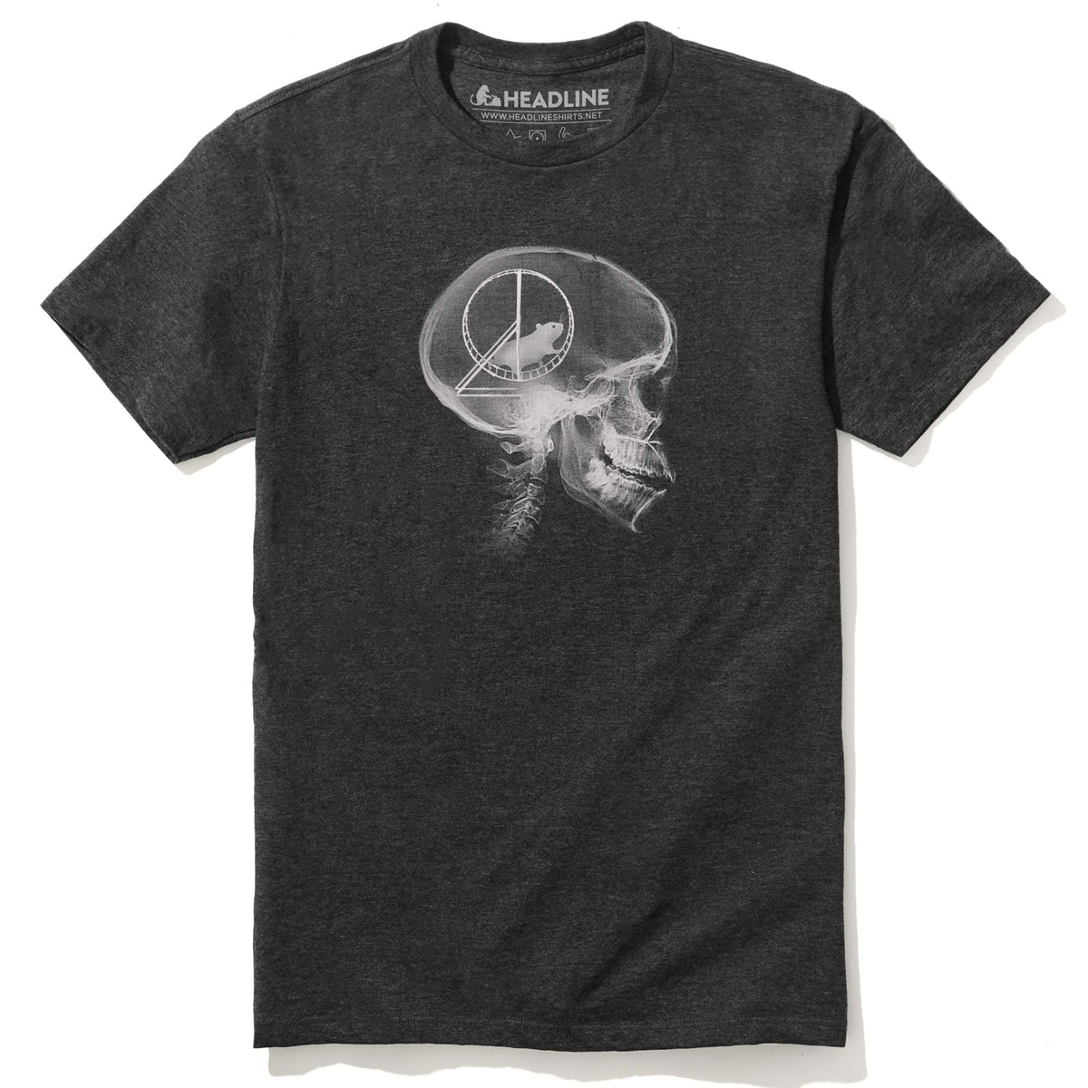 Men&#39;s Hamster Head Scan Funny Cerebral Graphic T-Shirt | Designer X-Ray Wheel Tee | Solid Threads