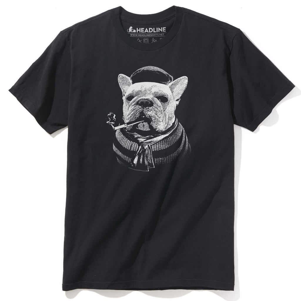 French Bulldog Funny Graphic T-Shirt | Vintage Dog Beret Tee