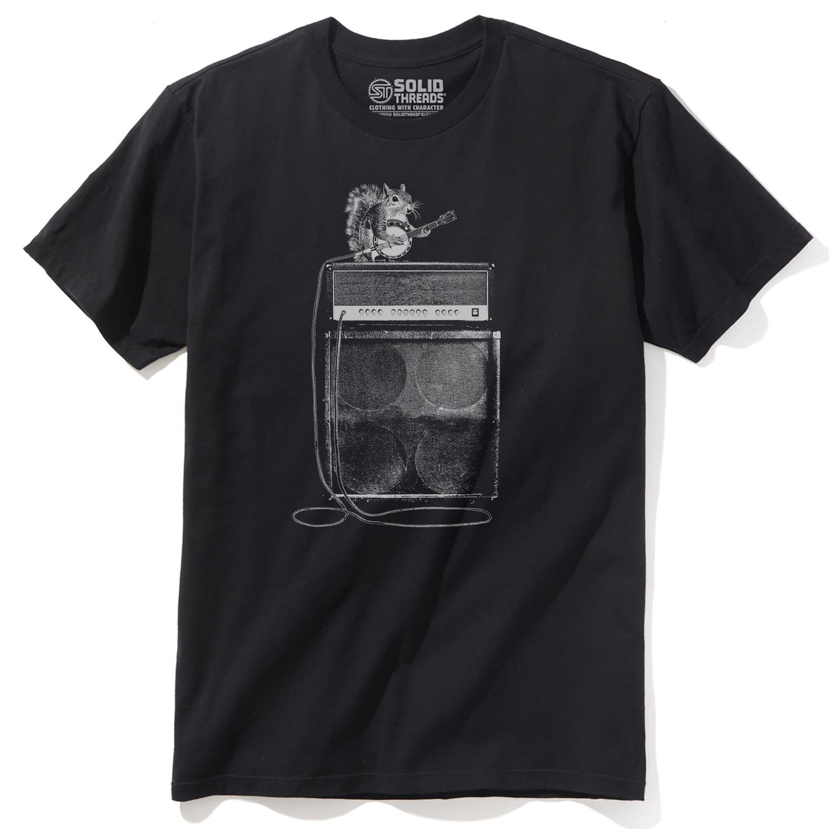 Squirrel Banjo Designer Staple T-shirt in Black - Front View