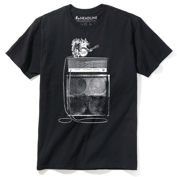 guitar pedal t shirt Squirrel Banjo Men's T-Shirt | Black | Medium
