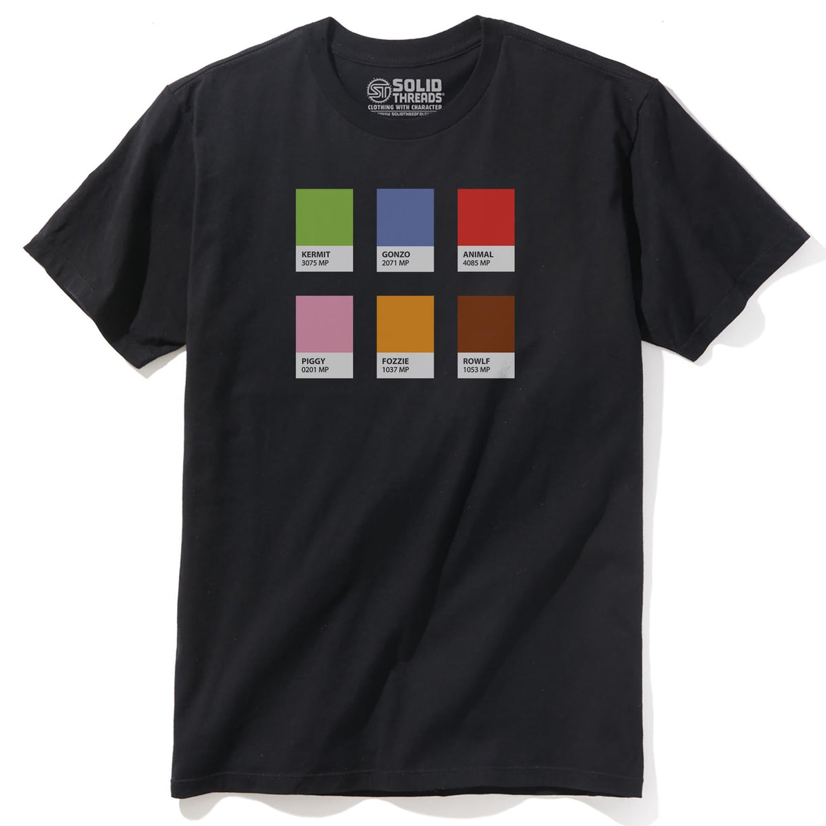 Muppantones Designer Staple T-shirt in Black - Front View