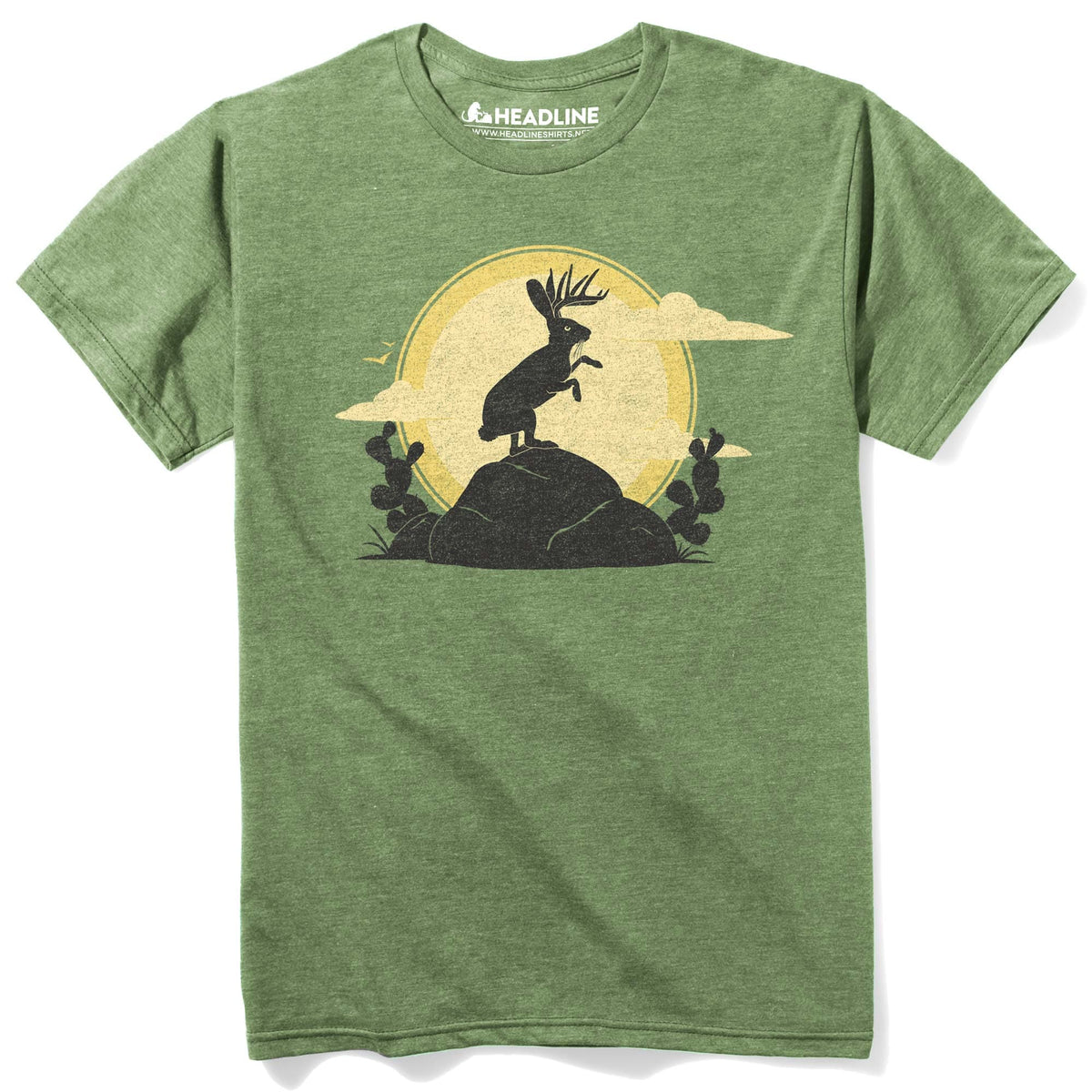 Men&#39;s Jackalope Cool Graphic T-Shirt | Vintage Jackrabbit Cryptid  Tee | Solid Threads