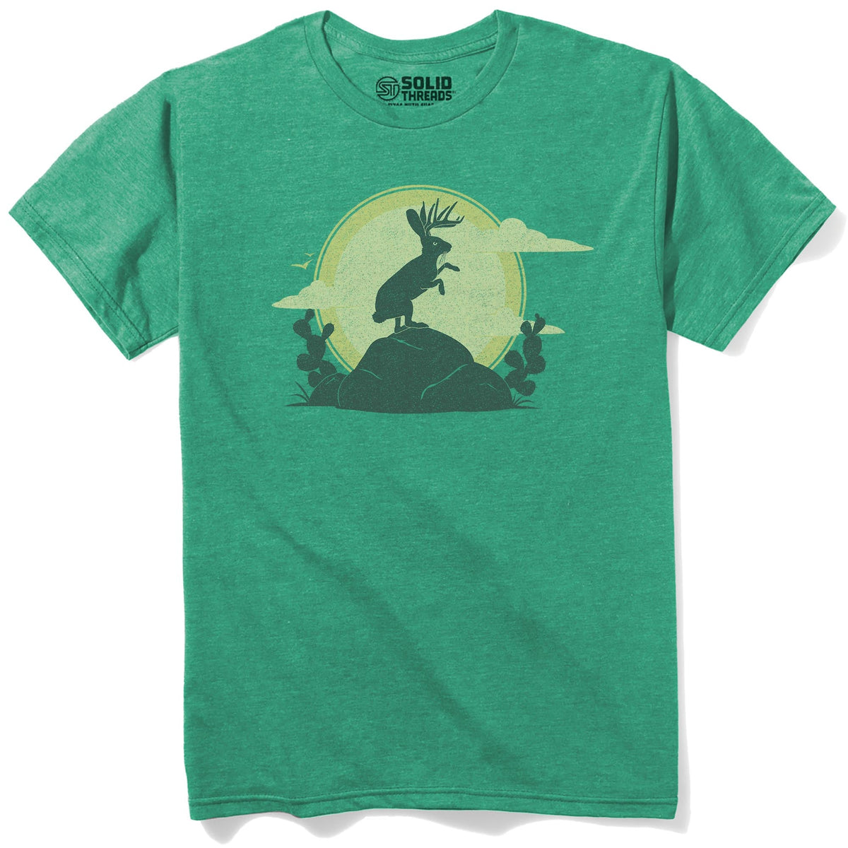 Jackalope Cool Staple T-shirt in Kelly Heather - Front View