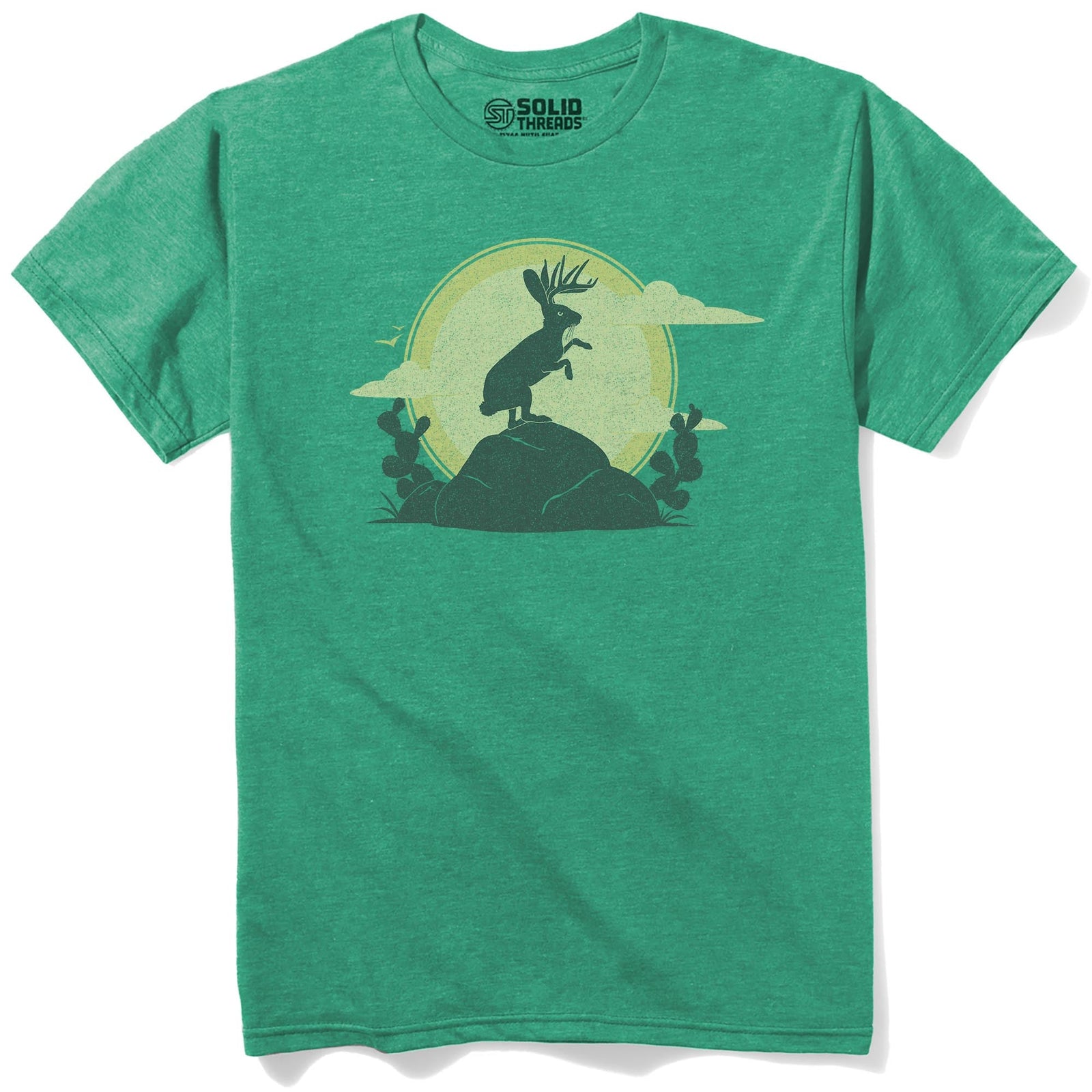 Jackalope Cool Staple T-shirt in Kelly Heather - Front View