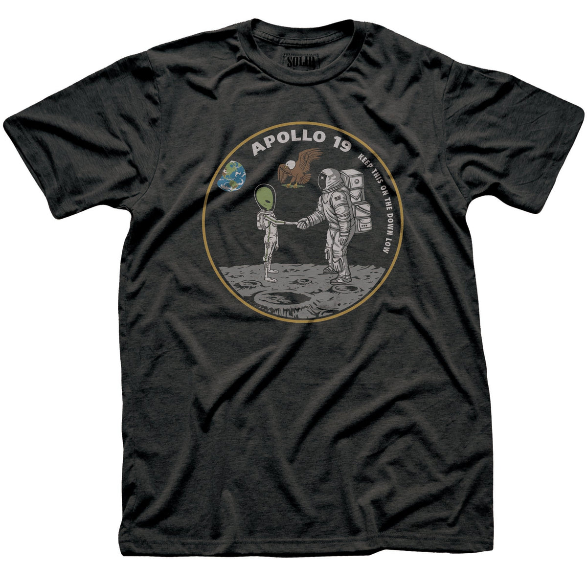 Apollo 19 Vintage Signature T-shirt in Dark Charcoal - Front View