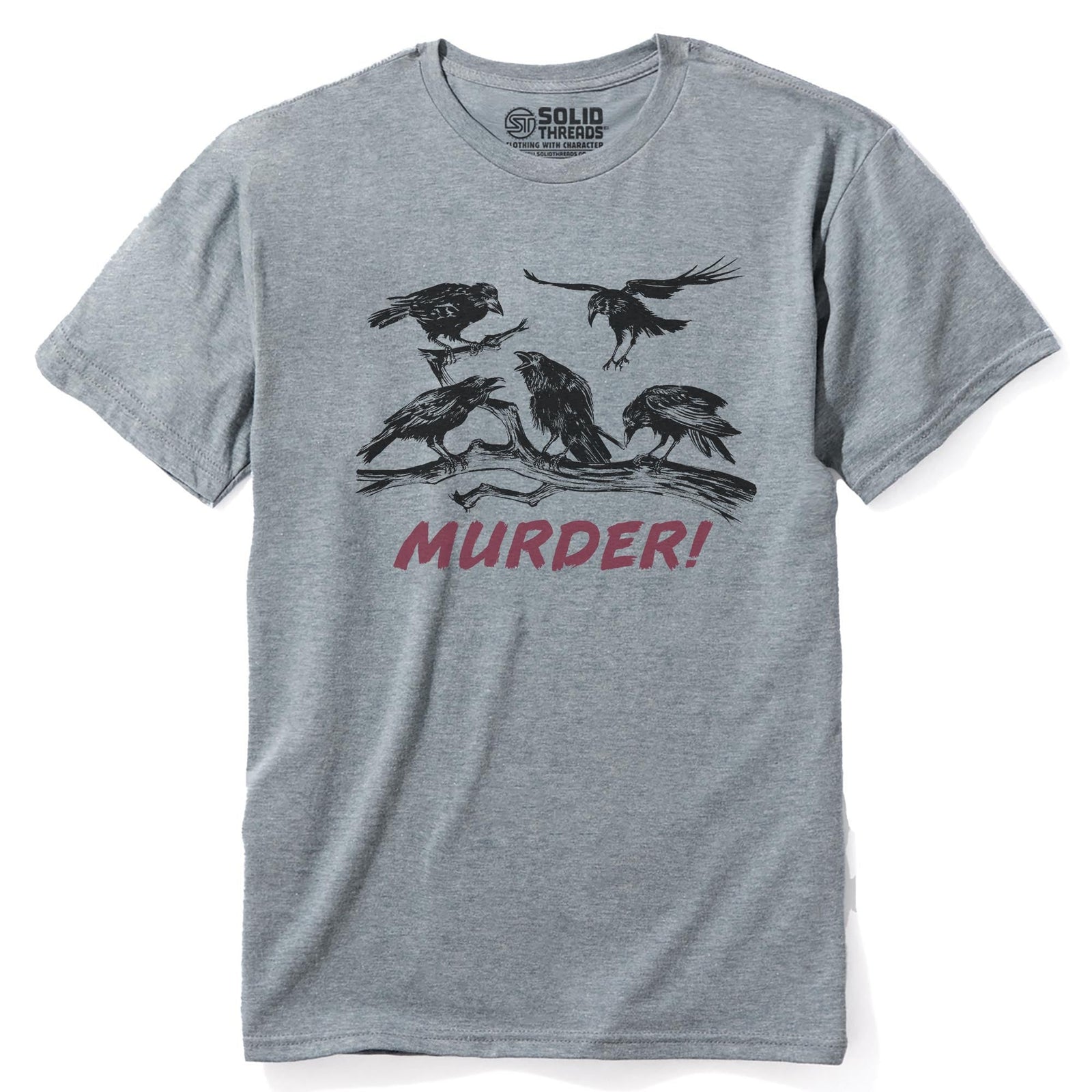 Murder Of Crows Vintage Staple T-shirt in Ash Heather - Front View