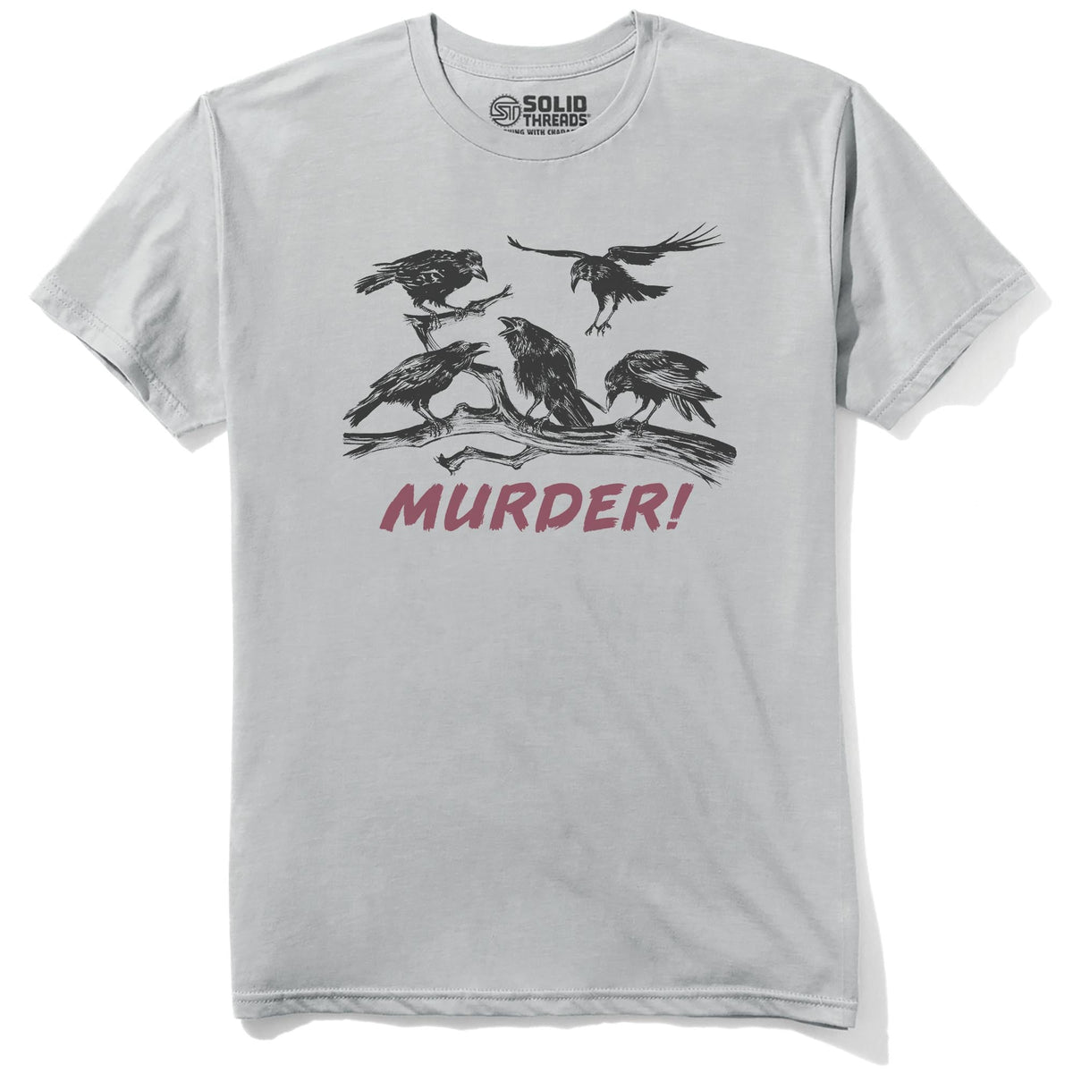 Murder Of Crows Vintage Staple T-shirt in Silver - Front View