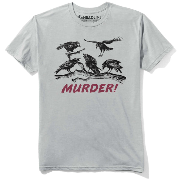 Murder Of Crows Vintage Spooky Graphic T-Shirt | Artsy Pun Blood