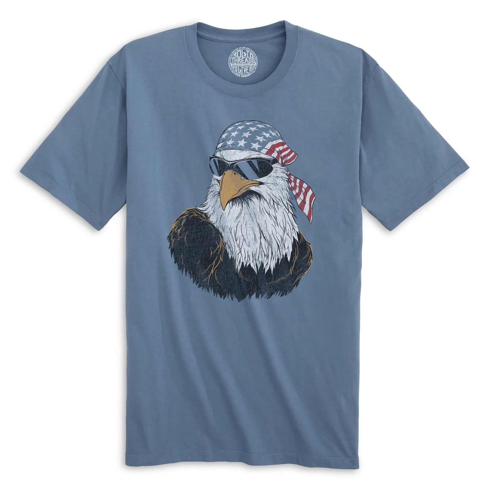 Patriotic Eagle Funny Organic T-shirt in Slate - Front View