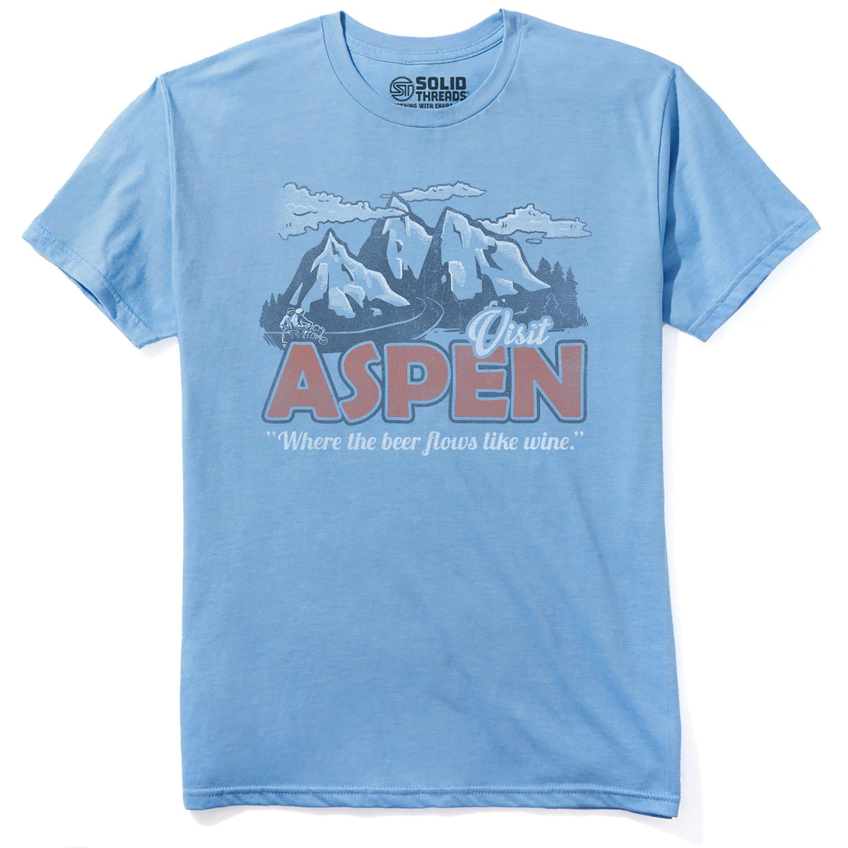 Aspen Vintage Staple T-shirt in Light Blue Heather - Front View