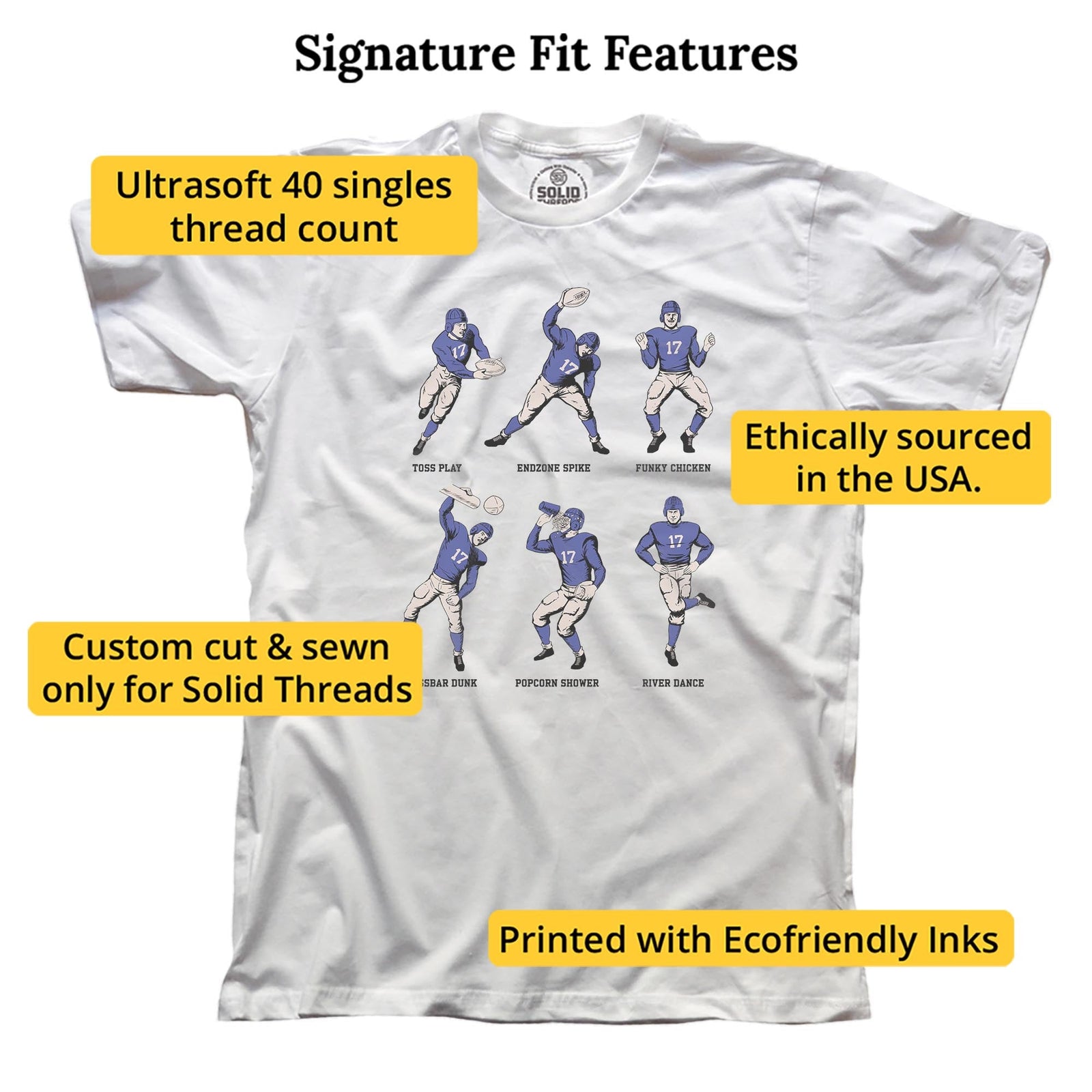 Football Fundamentals Funny Signature T-shirt in White - Fit Attributes