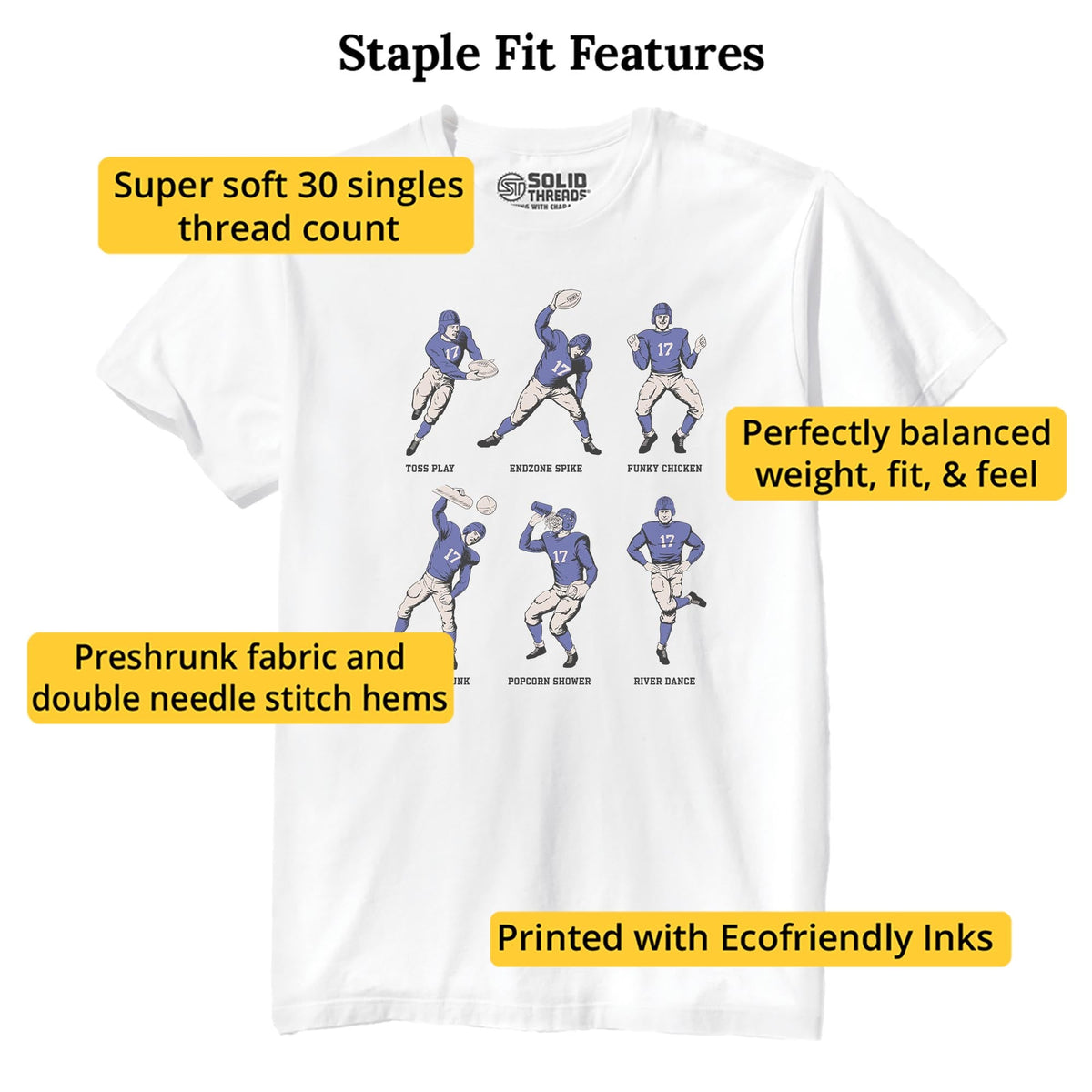 Football Fundamentals Funny Staple T-shirt in White - Fit Attributes