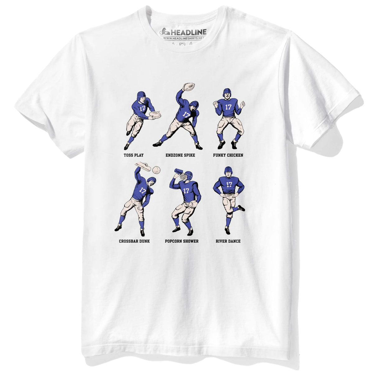 Men&#39;s Football Fundamentals Funny Graphic T-Shirt | Vintage Endzone Dances  Tee | Solid Threads