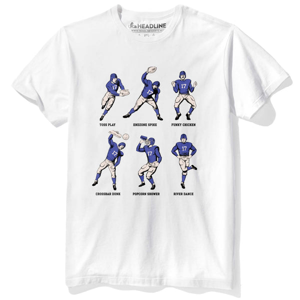 Football Fundamentals Funny Graphic T-Shirt | Retro Endzone Dances