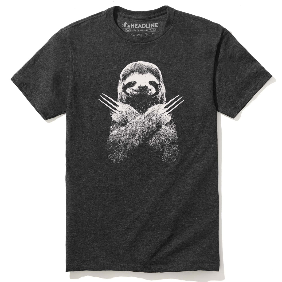 Men&#39;s Slotherine Funny Animal Graphic T-Shirt | Designer Superhero Claws Comic Tee | Solid Threads