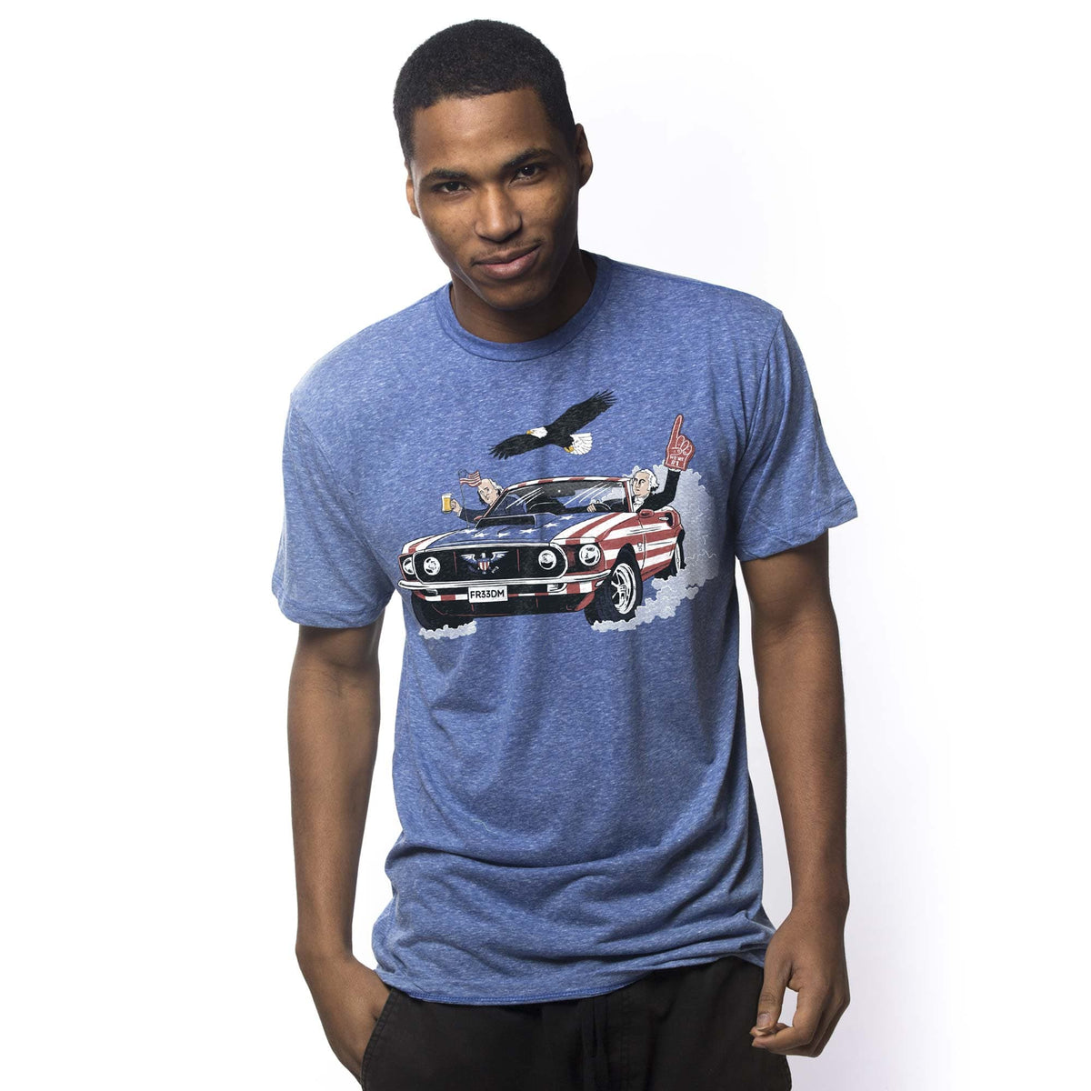 Men's Usa! Usa! Usa! Funny Graphic T-Shirt | Designer Fourth America  Tee On Model | Solid Threads