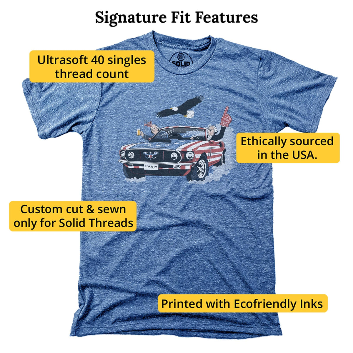 Usa! Usa! Usa! Funny Signature T-shirt in Triblend Royal - Fit Attributes