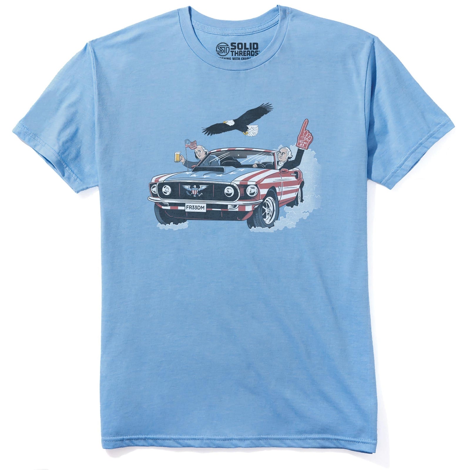 Usa! Usa! Usa! Funny Staple T-shirt in Light Blue Heather - Front View