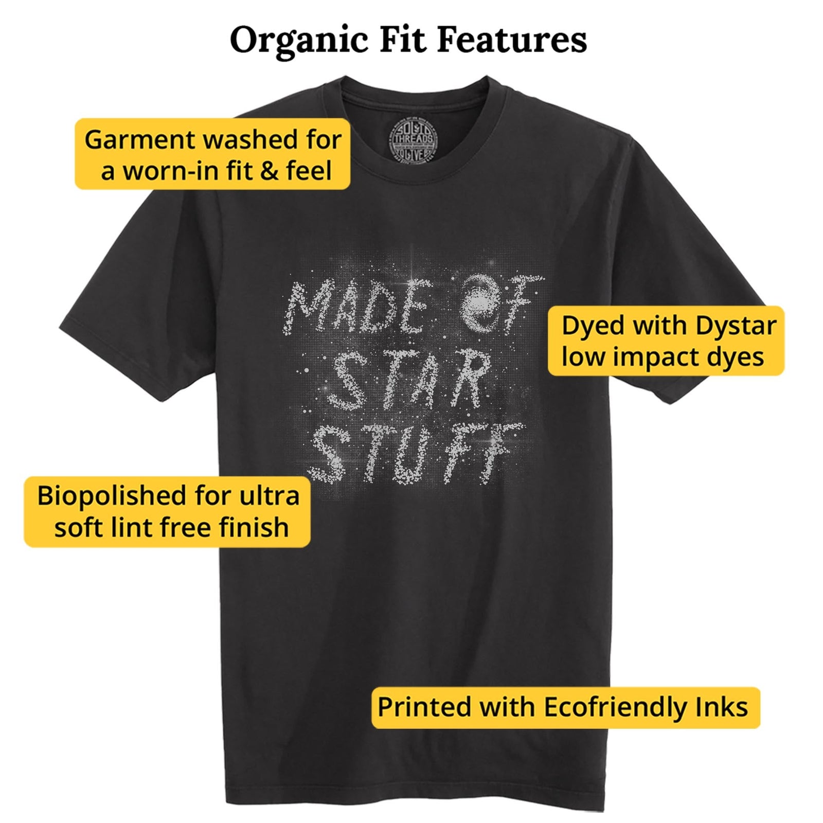 Made Of Star Stuff Vintage Organic T-shirt in Black - Fit Attributes