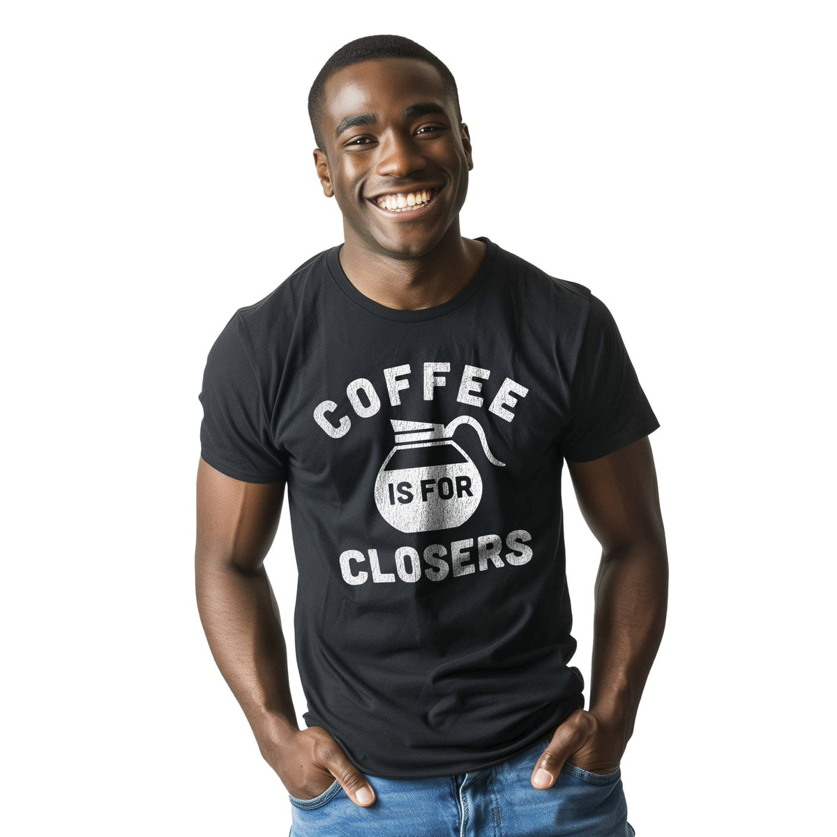 Men's Coffee Is For Closers Vintage Graphic T-Shirt | Cool Movie Parody  Tee On Model | Solid Threads