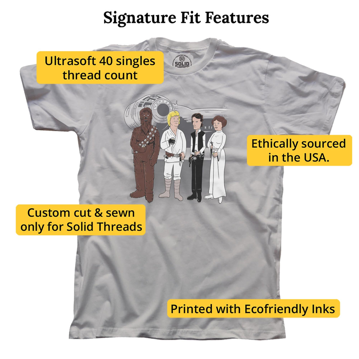 King Of The Galaxy Designer Signature T-shirt in Silver - Fit Attributes