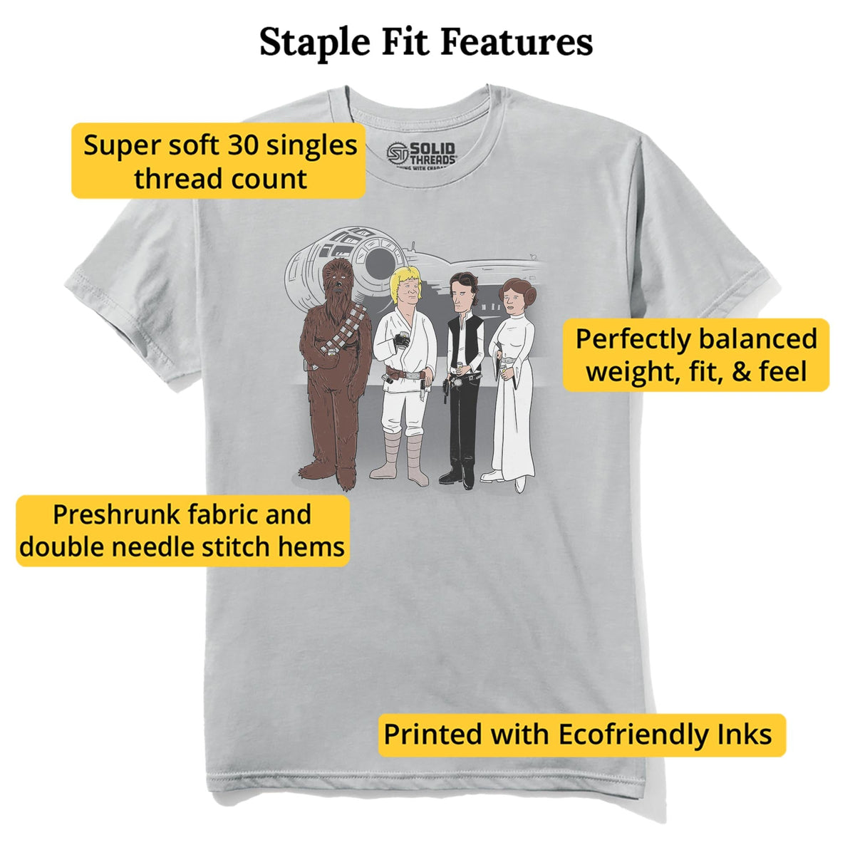 King Of The Galaxy Designer Staple T-shirt in Silver - Fit Attributes