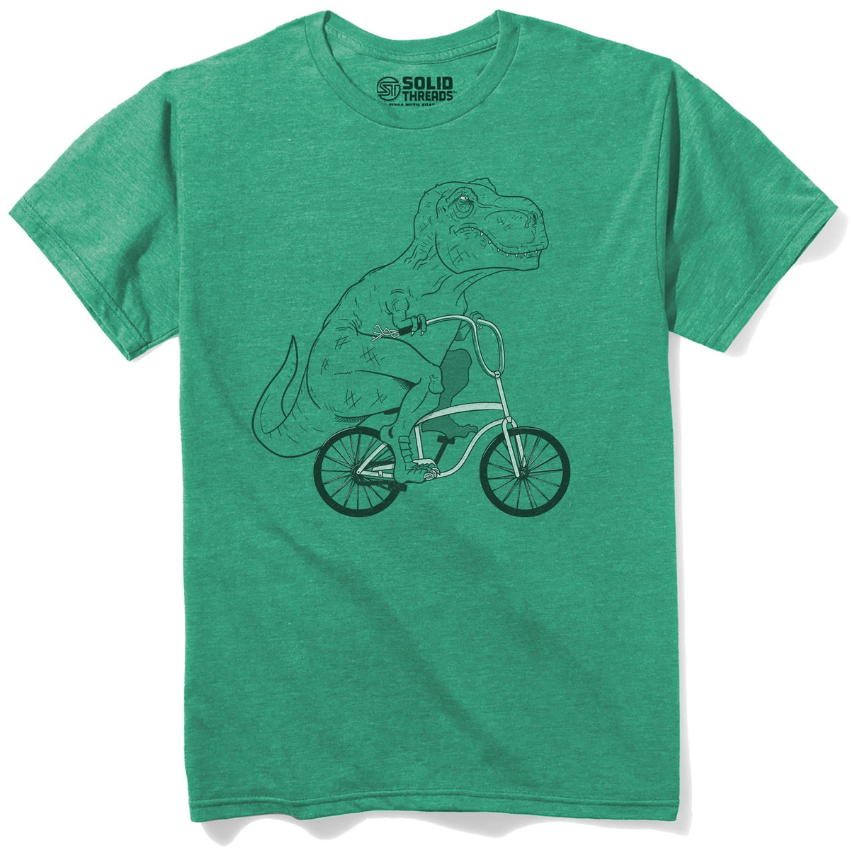 T-rex Beach Cruiser Vintage Staple T-shirt in Kelly Heather - Front View