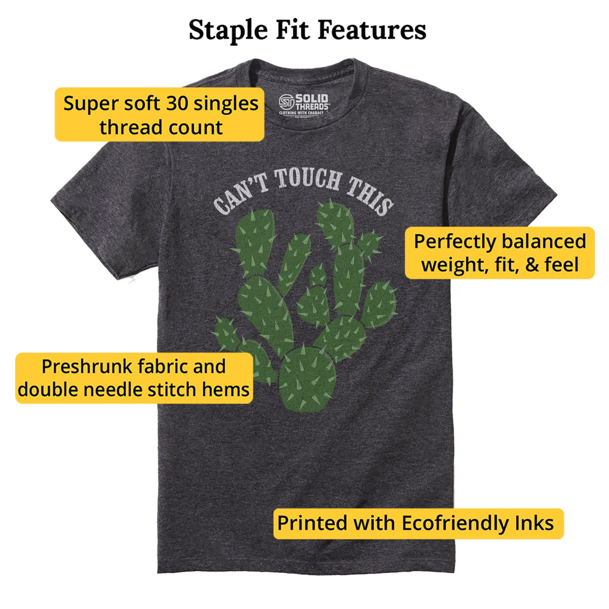 Can't Touch This Cool Staple T-shirt in Charcoal Heather - Fit Attributes