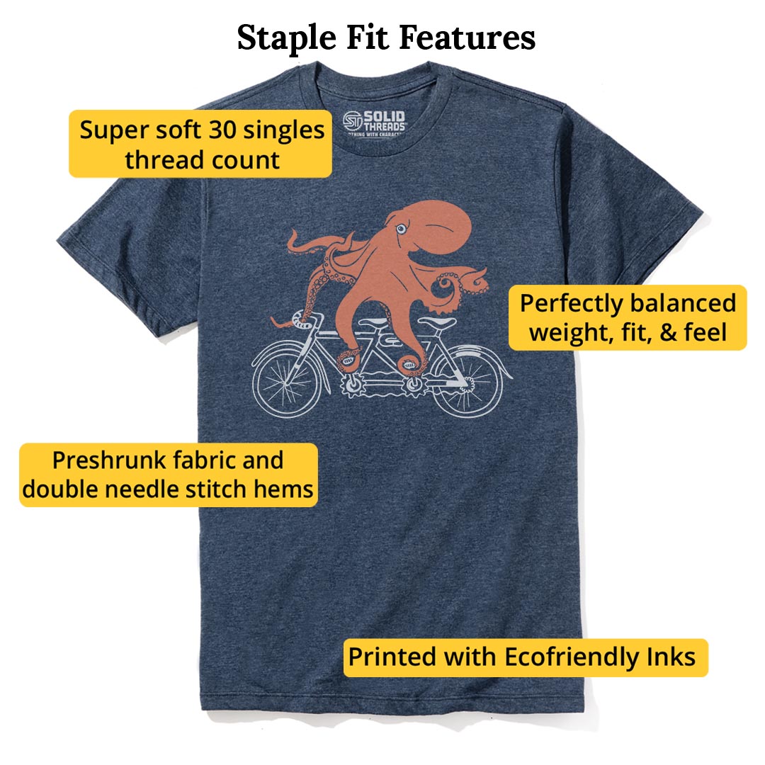 Octopedal Cool Staple T-shirt in Navy Heather - Fit Attributes