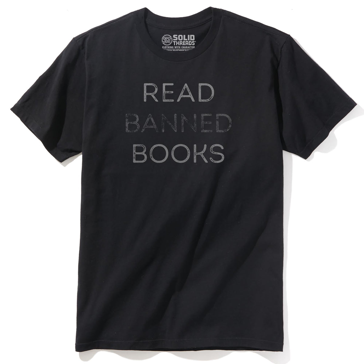 Read Banned Books Designer Staple T-shirt in Black - Front View