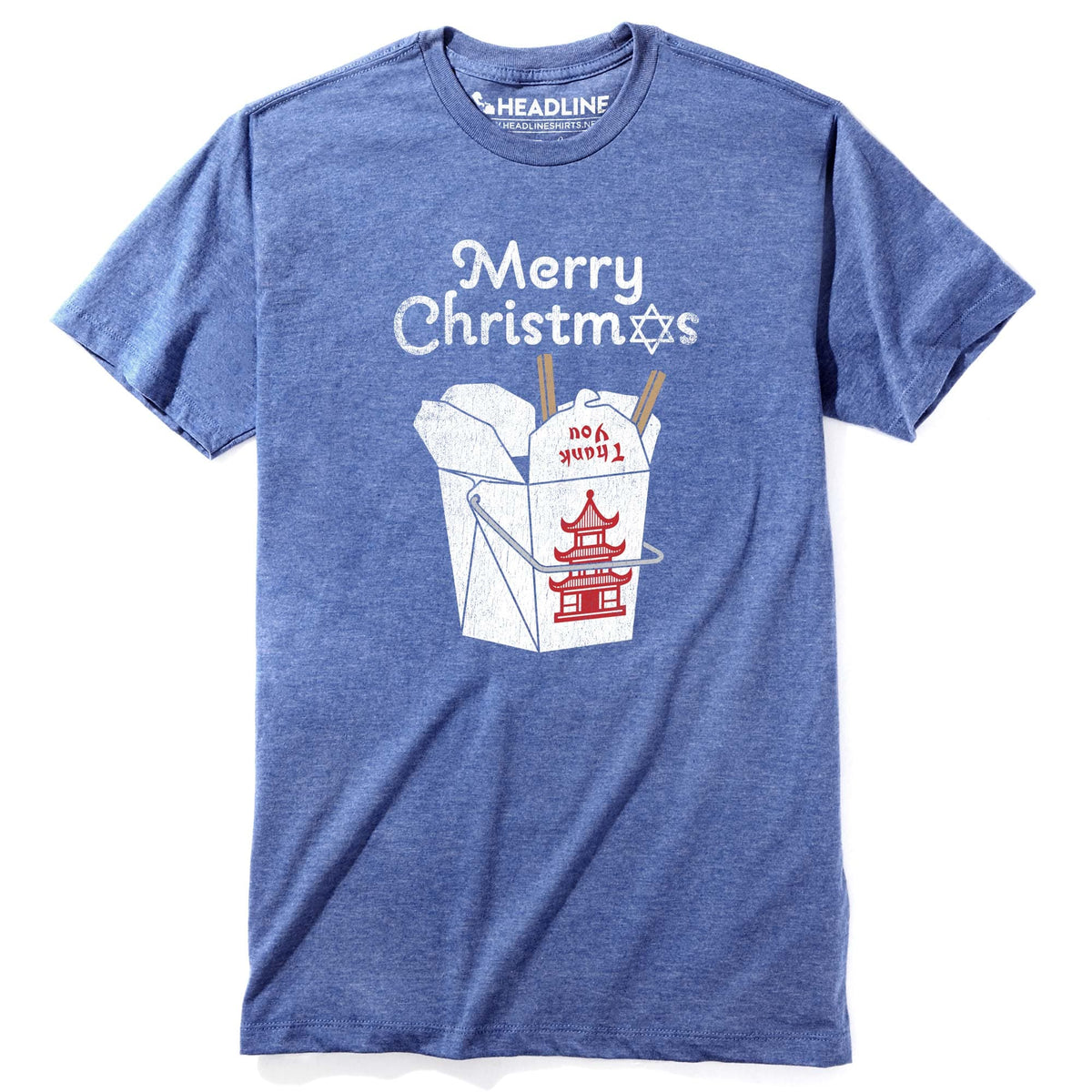 Men&#39;s Jewish Christmas Funny Graphic T-Shirt | Designer Chinese Food Ironic Tee | Solid Threads