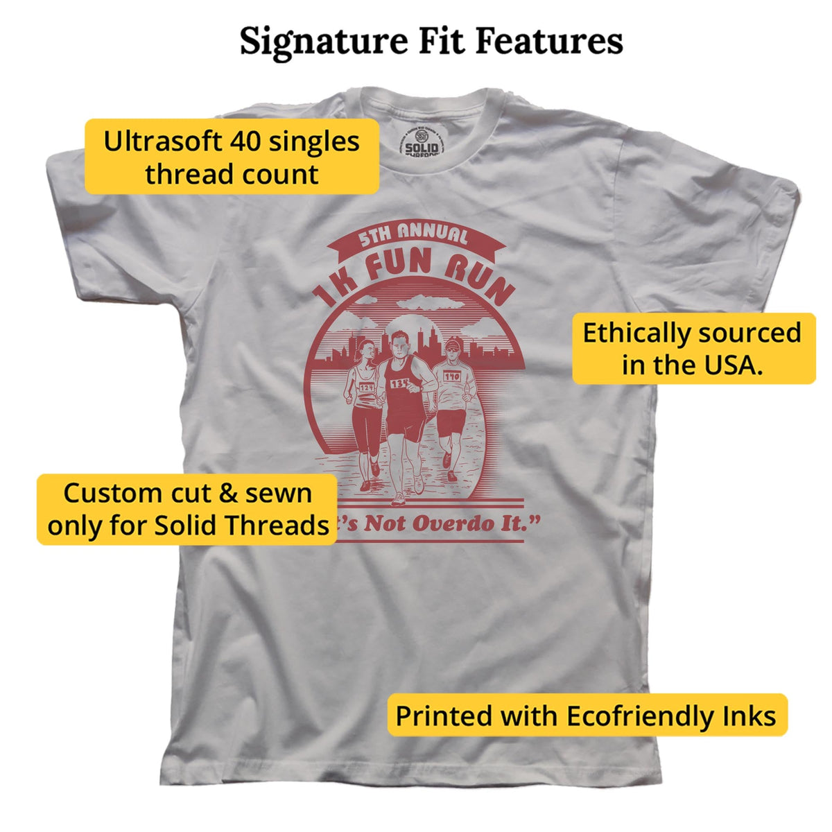 1k Fun Run Funny Signature T-shirt in Silver - Fit Attributes